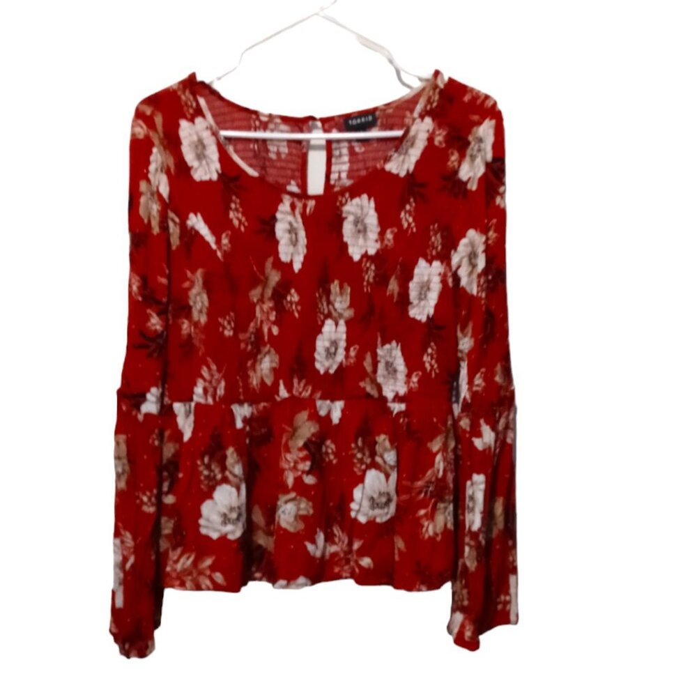 Torrid Women's Floral Print Babydoll Smocked Bodice Crop Top SIze 1